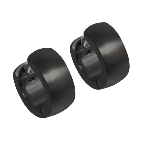 D-Shape Titanium Black Cuff Hoop Earrings